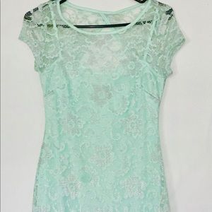 New teal lace cocktail dress